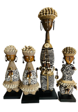 Load image into Gallery viewer, Black &amp; White Speckled Beaded Namji Doll (select size for price)

